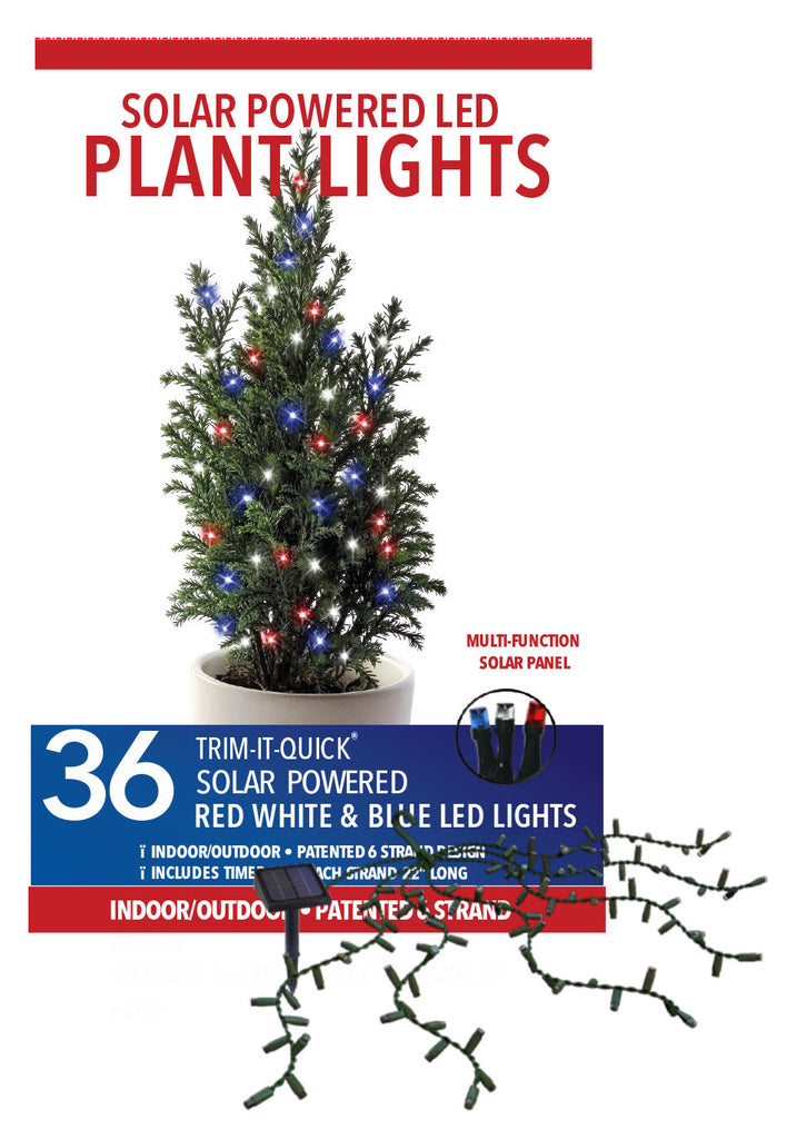 SOLAR LED Plant Lights, 36 Red/White/Blue Lights, 22", #ST004RDB-36